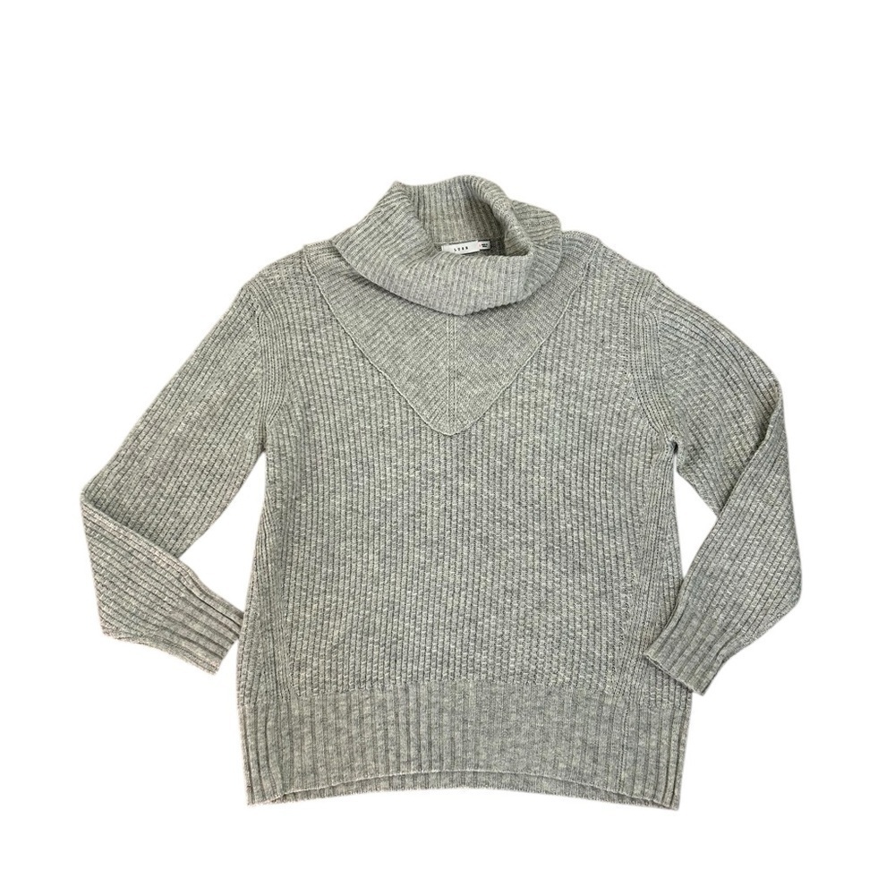 Lush Gray Oversized Foldover Cowl Neck Textured Knit Sweater Womens Size Small